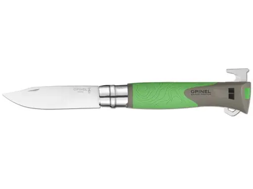 ZAKMES N°12 EXPLORE, OPINEL MULTI, RVS/GROEN, O.A. FIRESTEEL