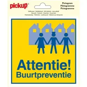 STICKER ATTENTIE BUURTPREVENTIE 150X150 MM