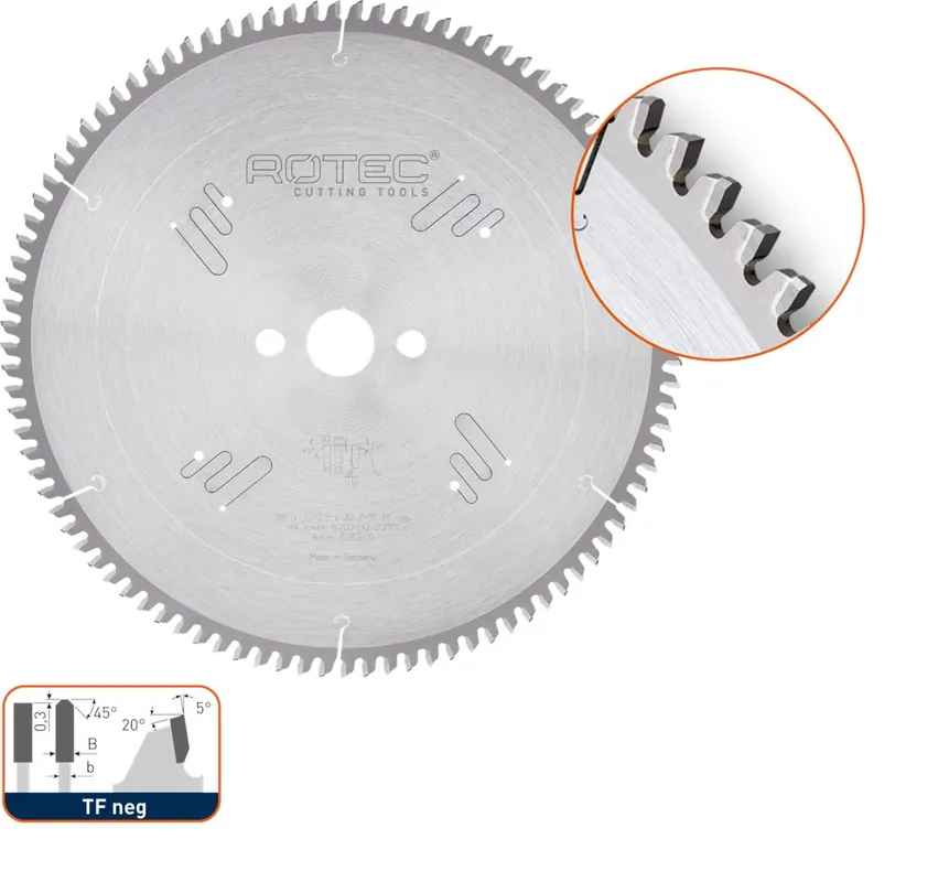 HM ZAAGBLAD VOOR NF-METALEN, ø250X3,2X32, Z=80, TF NEG