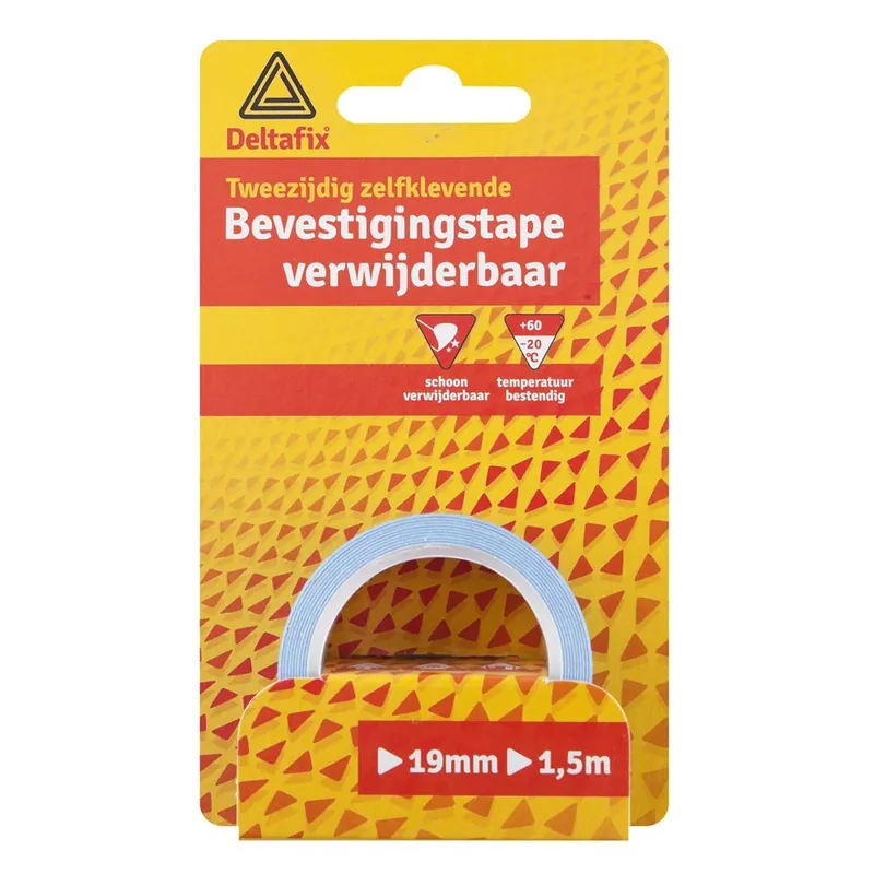 BEVESTIGINGSTAPE DUBBELZIJDIG ZELFKLEVEND VERWIJDERBAAR WIT 1.5 M X 19 MM X 0.5MM