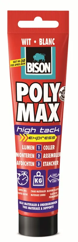 BISON POLY MAX® HIGH TACK EXPRESS WIT TUBE 165 G NL/FR