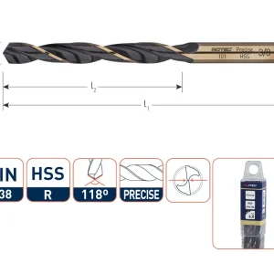 HSS-R SPIRAALBOOR, DIN 338, TYPE PRECISE, ø11/64"