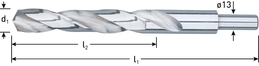 HSS-G SPIRAALBOOR, DIN 338, TYPE N, D2=13, ø16,5