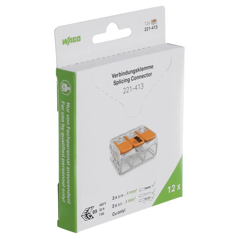 WAGO 3V VERBINDINGSKLEM T/M 4MM² 12 STUKS IN BLISTER