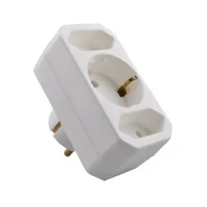 VERLOOPSTEKKER 2XEURO 2,5A 1XRA WIT