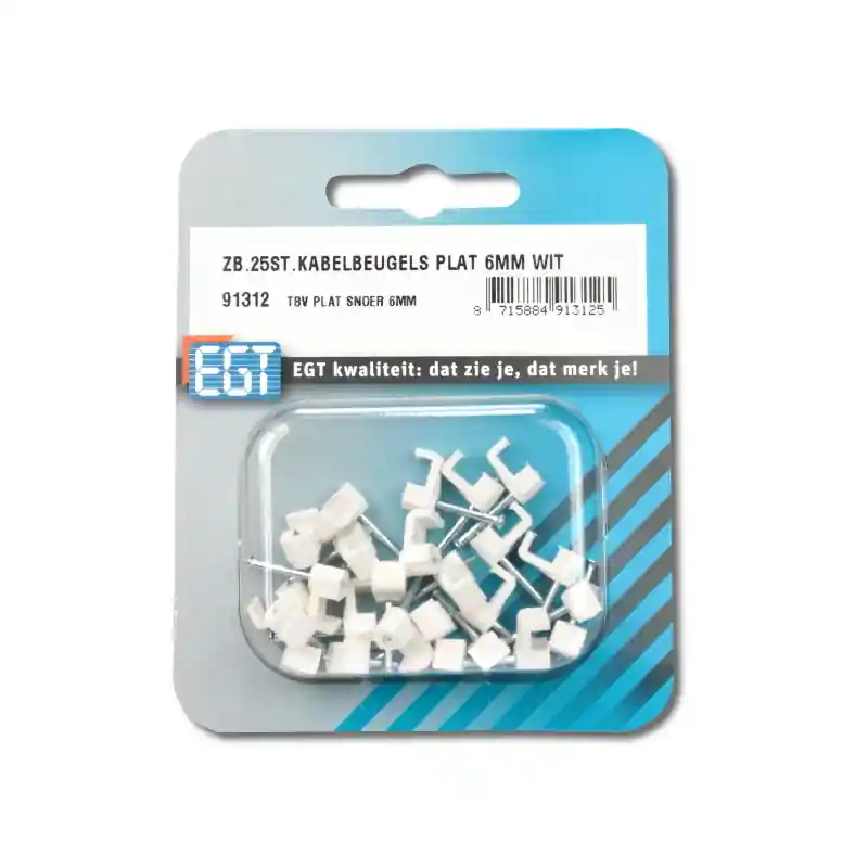 25 STUKS KABELBEUGEL PLAT 6MM WIT