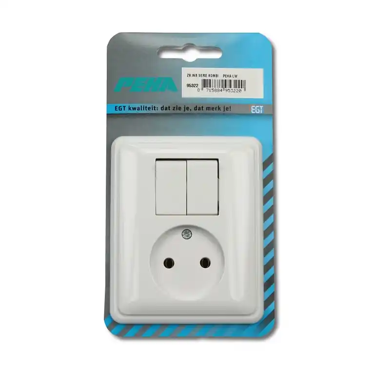 INBOUW SERIE SCHAKELAAR + STOPCONTACT PEHA LW