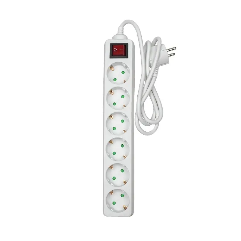 STEKKERDOOS 6 VOUDIG MET KNOP 1,5M 3X1Q WIT