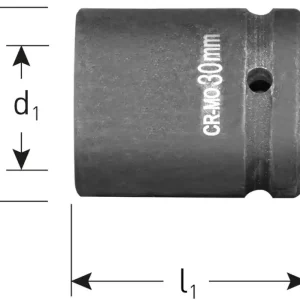 KRACHTDOP, BINNENVIERKANT 1/2", KORT, L=40, SW 30