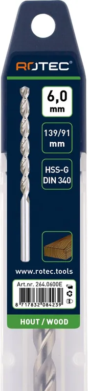 HSS-G HOUTSPIRAALBOOR LANG, DIN 340, TLS, ø5,5X91X139