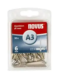 NOVUS BLINDKLINKNAGEL A3 X 6MM, ALU SB, 30 ST.