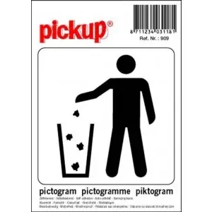 STICKER AFVAL IN DE BAKKEN PICTO 100X100 MM