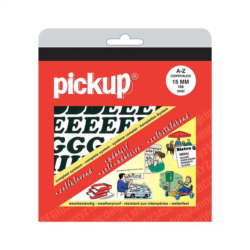 LETTERBOEK COOPERBLACK ZWART 15 MM 168 LETTERS EN LEESTEKENS