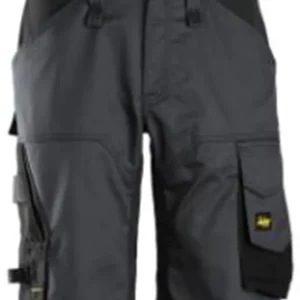 ALLROUNDWORK, STRETCH LOOSE FIT KORTE WERKBROEK, STAAL-GRIJS - ZWART (5804), 048