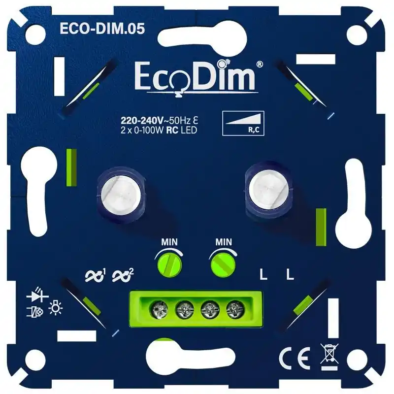 LED DIMMER DUO 2-100W ECODIM FASE AFSNIJDING