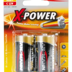 ALKALINE BATTERIJEN BIG FIVE X-POWER ALKALINE BATTERIJ BABY C / LR14 2ER PAPIEREN BLISTERVERPAKKING