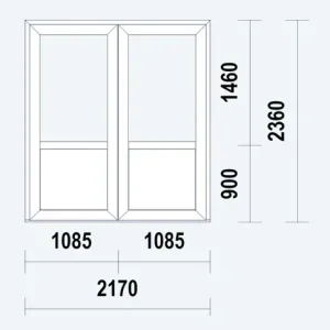 Gealan S9000 NL Loopdeur dubbel met paneel, wit PVC