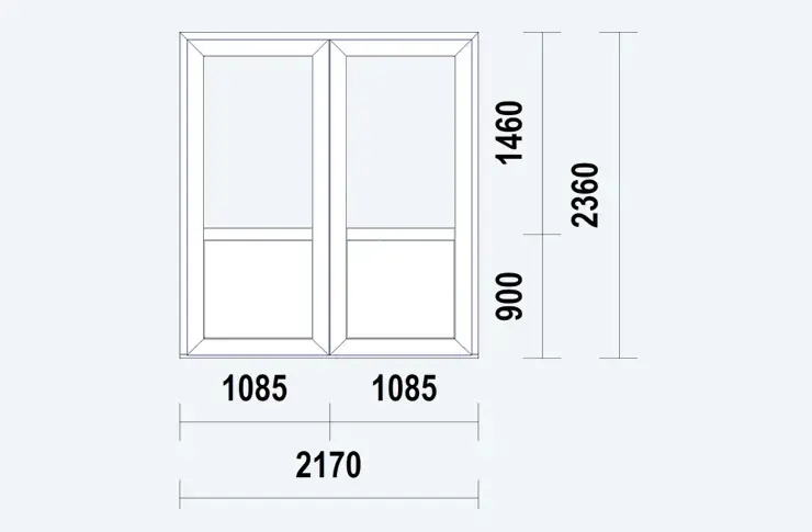 Gealan S9000 NL Loopdeur dubbel met paneel, wit PVC