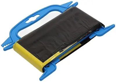 1014223 - AFSPERBAND GEEL/ZWART HASPEL 75MM X 50M 35 MICRON