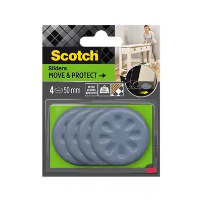 1070244 - SCOTCH® MOVE & PROTECT SLIDERSLIJM, GRIJS, Ø 50 MM, 4/PACK -