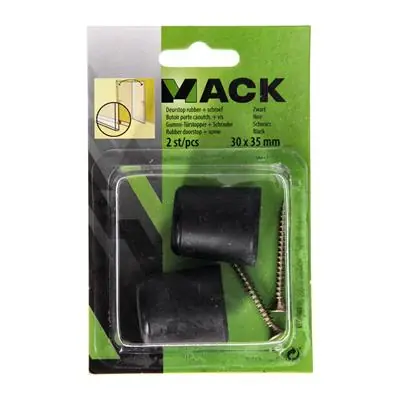 1069023 - DEURSTOP RUBBER + SCHROEF ZWART 30 X 35 MM 2 ST/PCS