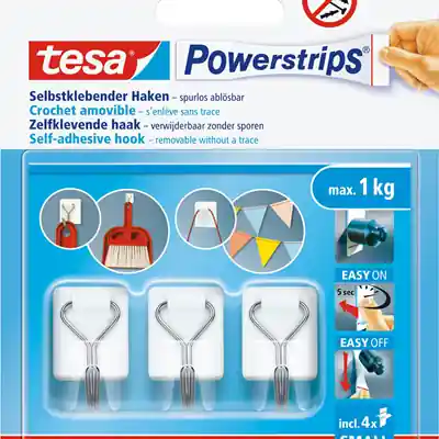 1076416 - TESA POWERSTRIPS DRAADHAAK S WIT ZELFKLEVEND VERWIJDERBAAR