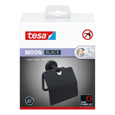 1073528 - TESA MOON BLACK TOILETROL HOUDER MET DEKSEL ZWART