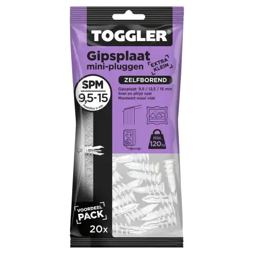 GIPSPLAATPLUG SPM TOGGLER ZAK A 20 STUKS