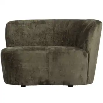 WOOOD fauteuil Stone warmgroen velvet structuur met leuning rechts
