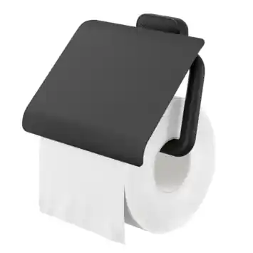 Tiger toiletrolhouder Carv met klep Zwart