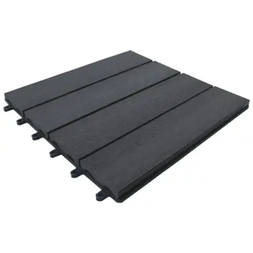 Tuin- en balkontegel HKC houtnerf antraciet 30 x 30 cm - 6 stuks