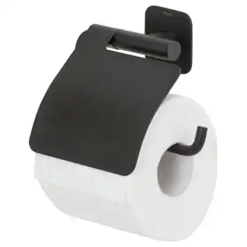 Tiger toiletrolhouder Colar met klep Zwart