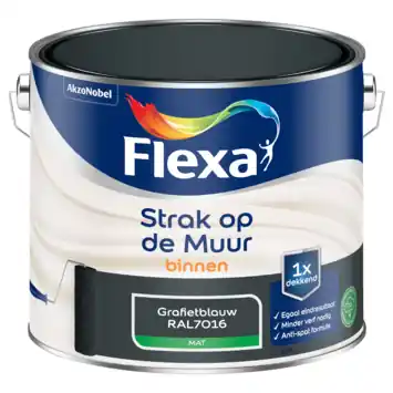 Flexa Strak op de Muur muurverf Grafietblauw/RAL7016 2,5 liter