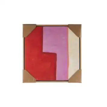 Wanddecoratie rood roze crème 40x40x3.5cm