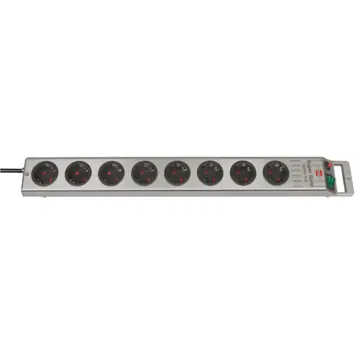 Brennenstuhl Super-Solid-Line stekkerdoos 8-voudig met schakelaar zilver 2,5 meter snoer