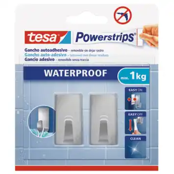 Tesa Haak Powerstrip rechthoekig  S Metaal - 2 stuks