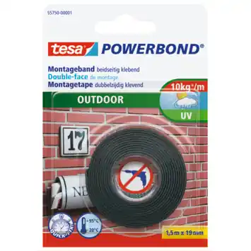 Tesa Powerbond montagetape outdoor wit 19 mm x 1,5 m