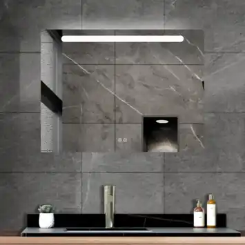 Atlantic badkamerspiegel Delon met verlichting rechthoek 60 x 80 cm chroom
