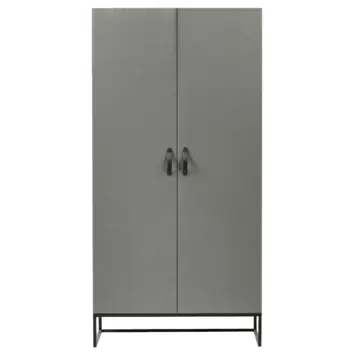 WOOOD kledingkast 2-deurs Morris 2 leemgrijs grenenhout 195 x 100 x 53 cm