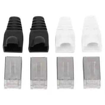 Q-Link UTP connector 4x/kap RJ45 2x zwart wit 8 stuks