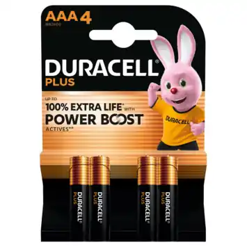 Duracell Batterij AAA Alkaline Plus Power Boost 4 stuks