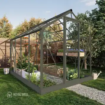 Royal Well Mary II kweekkas full option aluminium groengrijs 6,0 m²