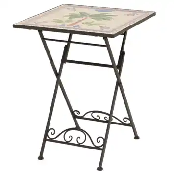Bistrotafel Havana palmboom mozaïek staal 58 x 58 cm inklapbaar