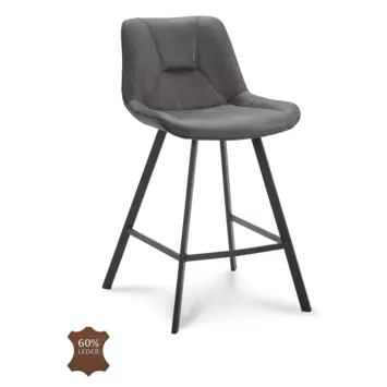 Barkruk Brett Bull graphite grijs leer