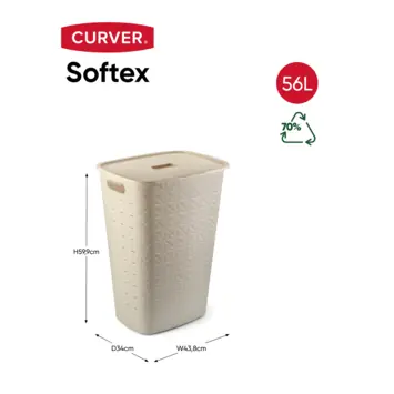 Curver Softex Wasmand met deksel 56L - Krijtwit