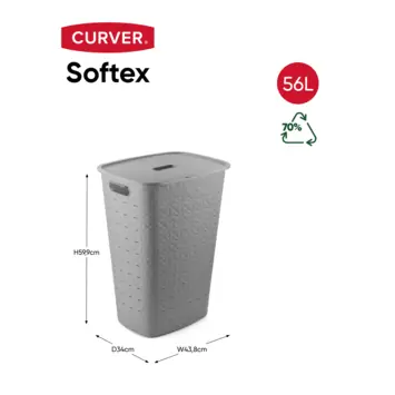 Curver Softex Wasmand met deksel 56L - Taupe
