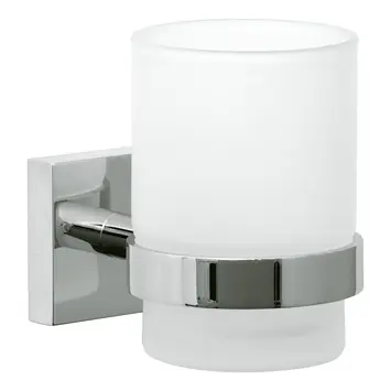 Tesa Ekkro bekerhouder verchroomd met gesatineerd glas