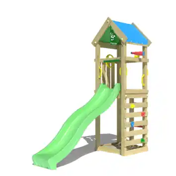 Speeltoestel Jungle Gym Patio grenen geïmpregneerd met glijbaan groen