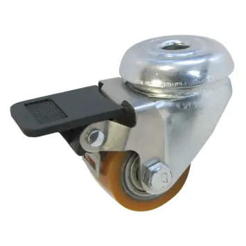 Zwenkwiel + rem PUR met boutbevestiging 35mm tot 100kg