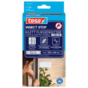 tesa Insect Stop raamhor met klittenband Comfort 130 x 130 cm wit